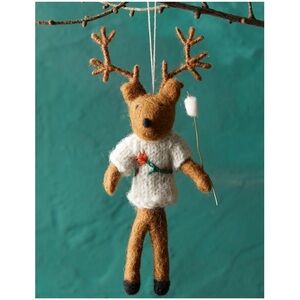 Anthropologie Campfire Deer Felt Ornament Christmas Tree Holiday Decor Anthro
